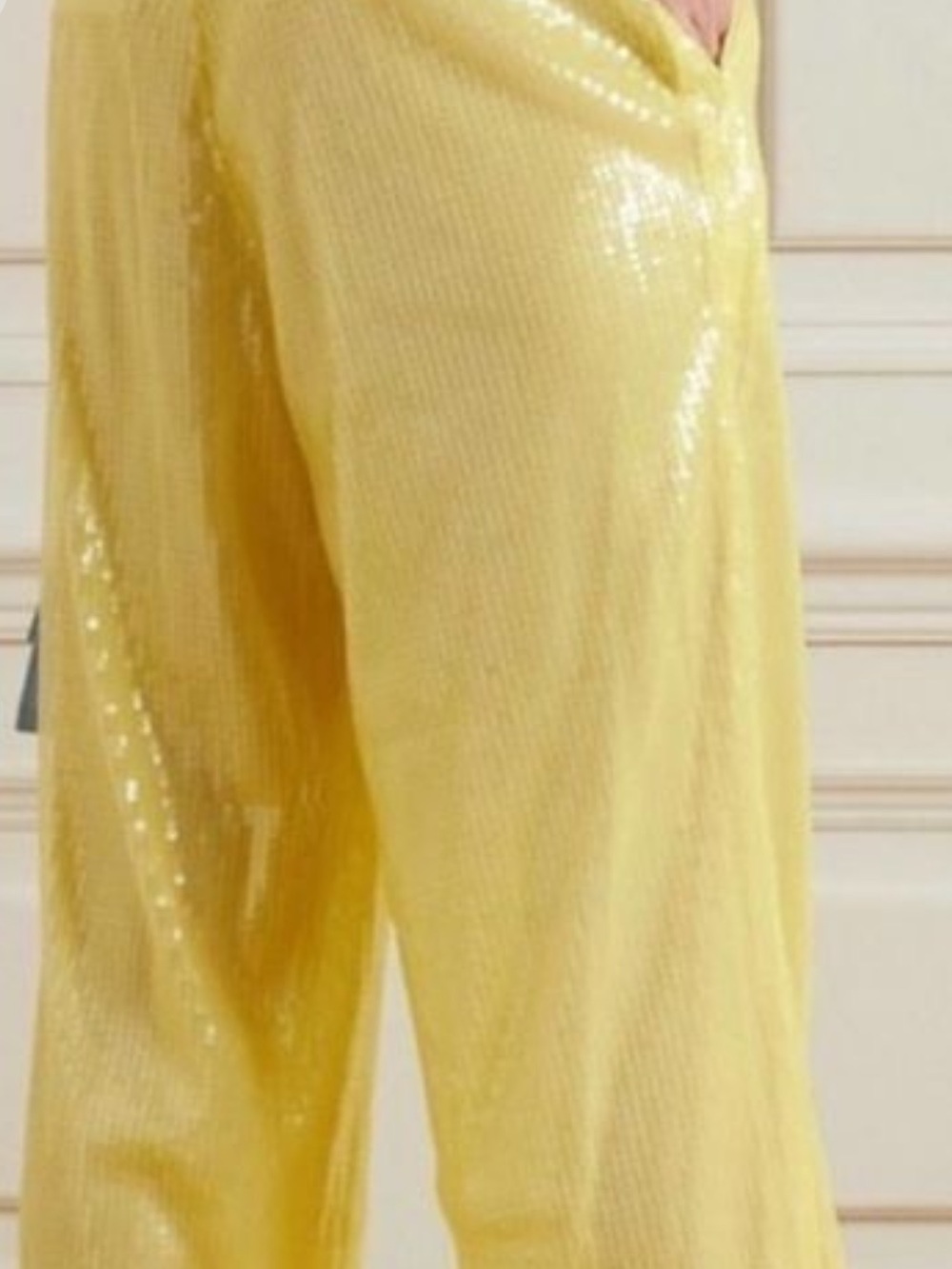 New Staud Luisa Sequin Pants in Sunray Butter Yellow in Size 8 - Picture 6 of 13
